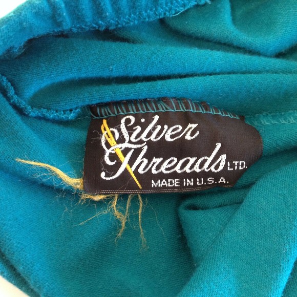 Vintage Silver Threads Green Soft Flowing Long Skirt Size Large Made in USA - Picture 5 of 12